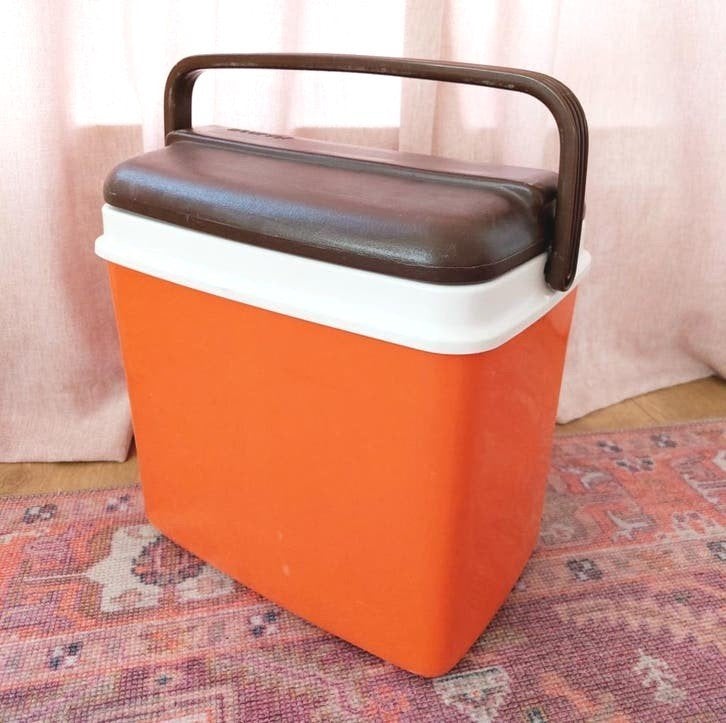 Vintage oranje Curver Koelbox - Retro Picknick Koelbox, Ophalen of Verzenden, Gebruikt, Koelbox, Koelelement