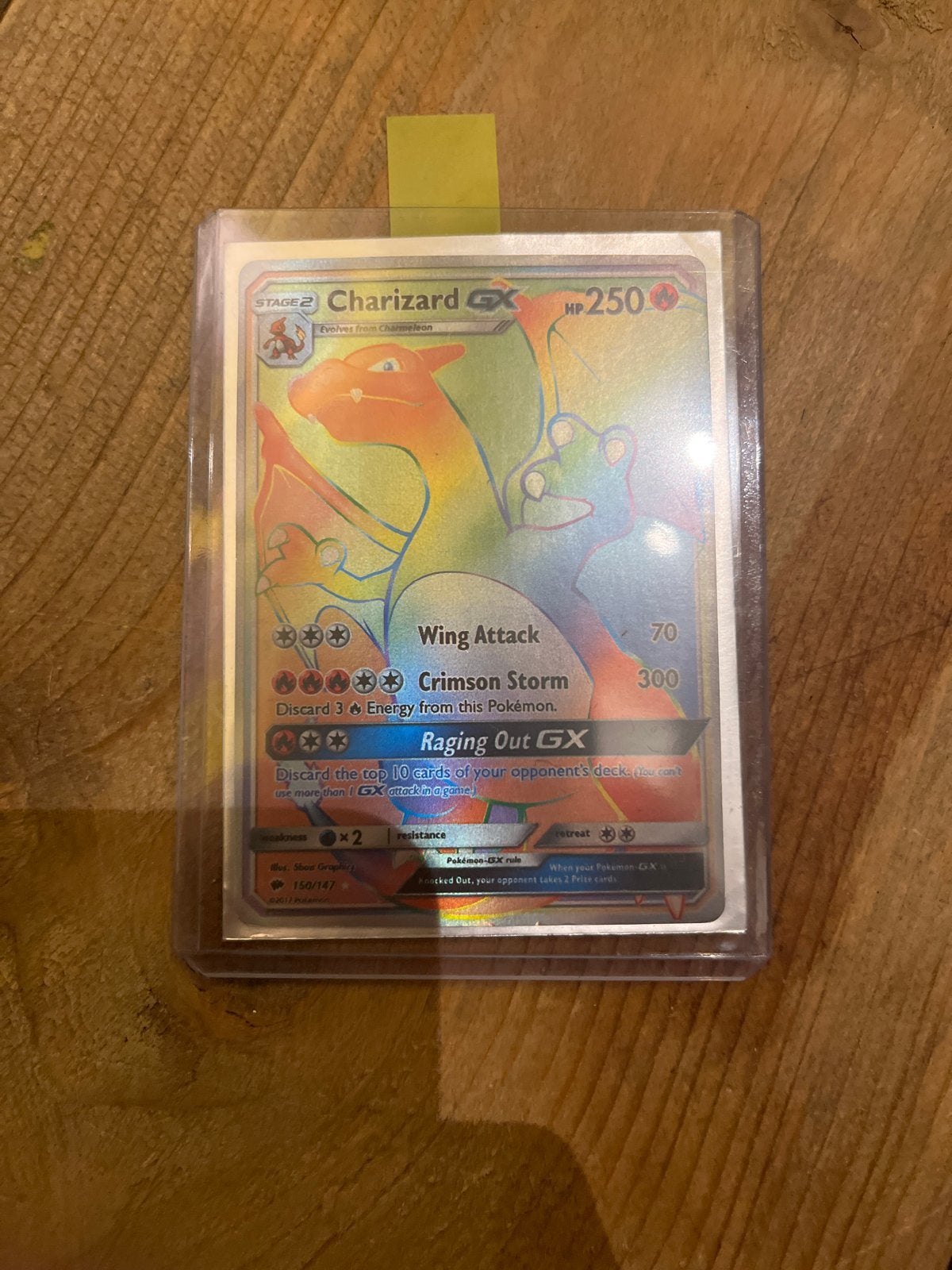 Charizard GX Rainbow Rare Pokémon kaart (150/147), Ophalen of Verzenden, Zo goed als nieuw, Losse kaart, Foil