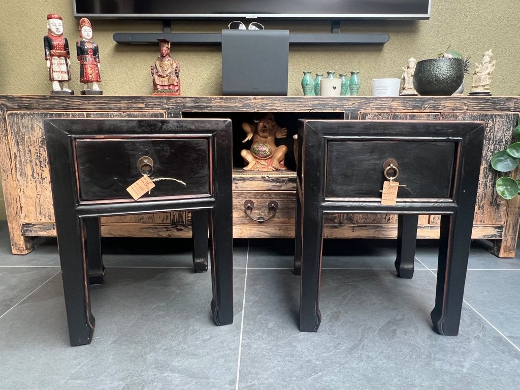 Chinese nachtkastje chinees kastje ladekast altaar zwart set, Huis en Inrichting, Slaapkamer | Nachtkastjes, Verburgt Vintage