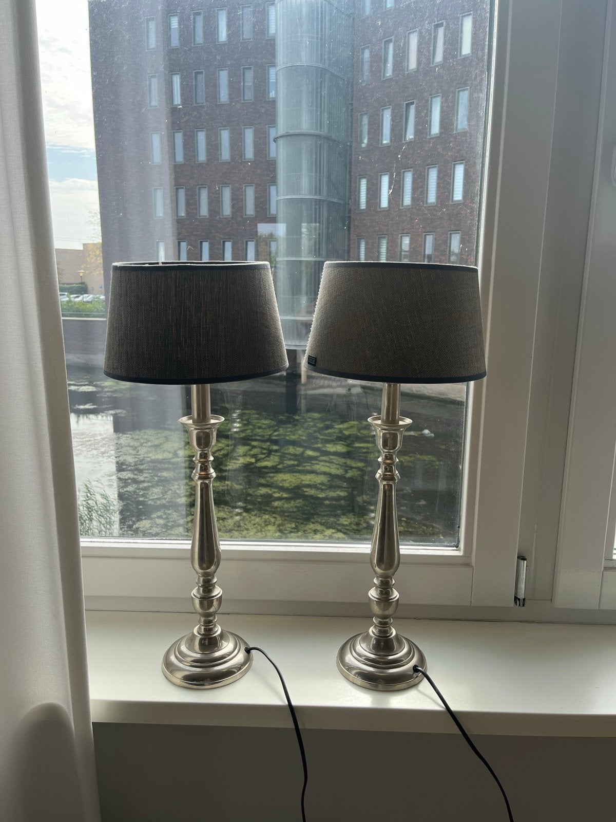 Lifestyle Tafellampen met stoffen kap en bies - 60 cm hoog, Ophalen, Overige merken, Textiel, Zo goed als nieuw