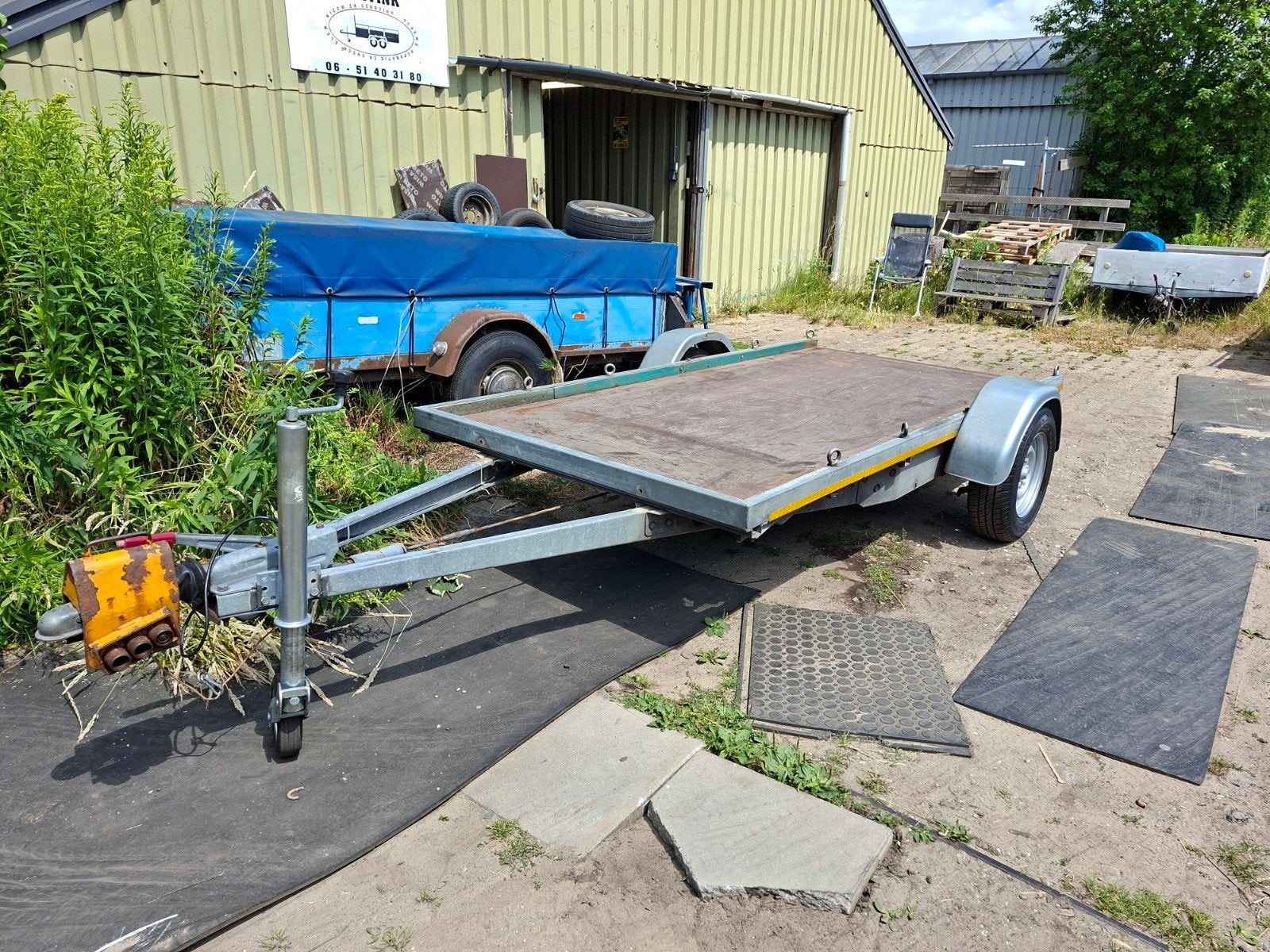 Nette Geremde Enkelasser oprijwagen 2.85m x 1.40m 750KG IZGS, Ophalen of Verzenden