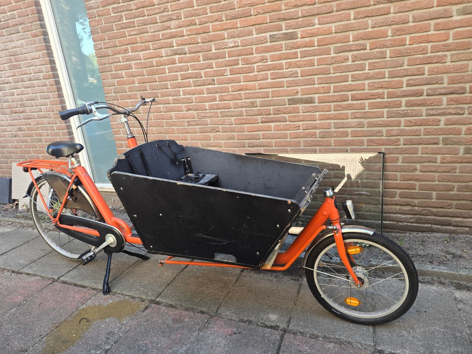 Flitsende Oranje Van Andel Bakfiets - Technisch in orde, Gebruikt, Goederen, Trommelrem, Ophalen