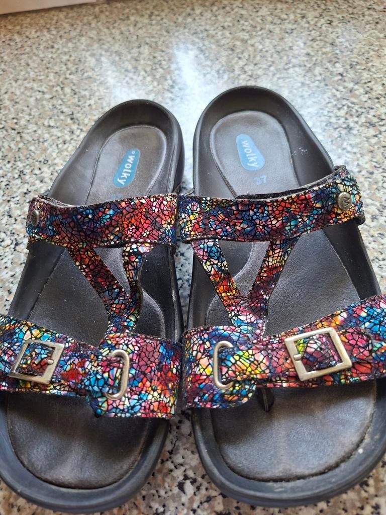 3paar Comfortabele Wolky 2paar sandalen maat 37 1 paar slipp, Slippers, Wolky, Overige kleuren, Ophalen of Verzenden