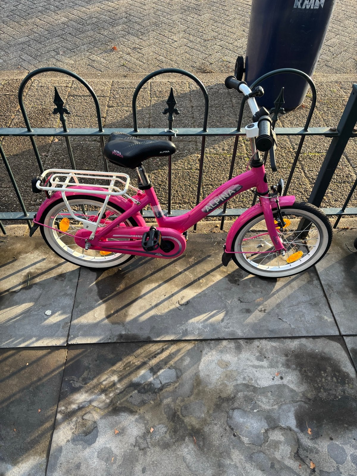 Alpina Girlpower kinderfiets - Roze - 16 inch, Ophalen, Gebruikt, Velgrem, 16 tot 20 inch