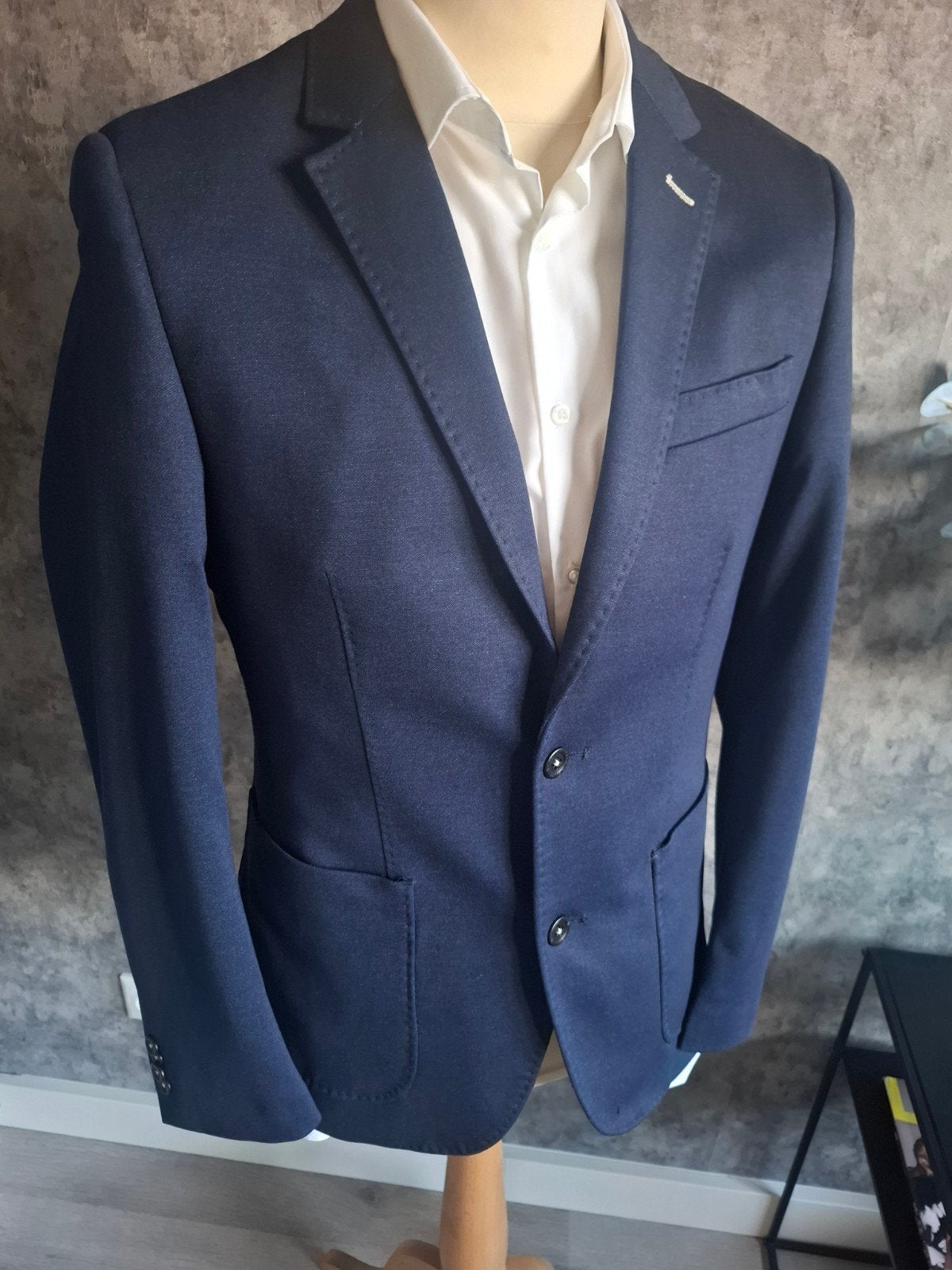 HEREN BLAZER/JASJE MAAT S/46 BLAUW, VICTIM, Blauw, Ophalen of Verzenden, Zo goed als nieuw
