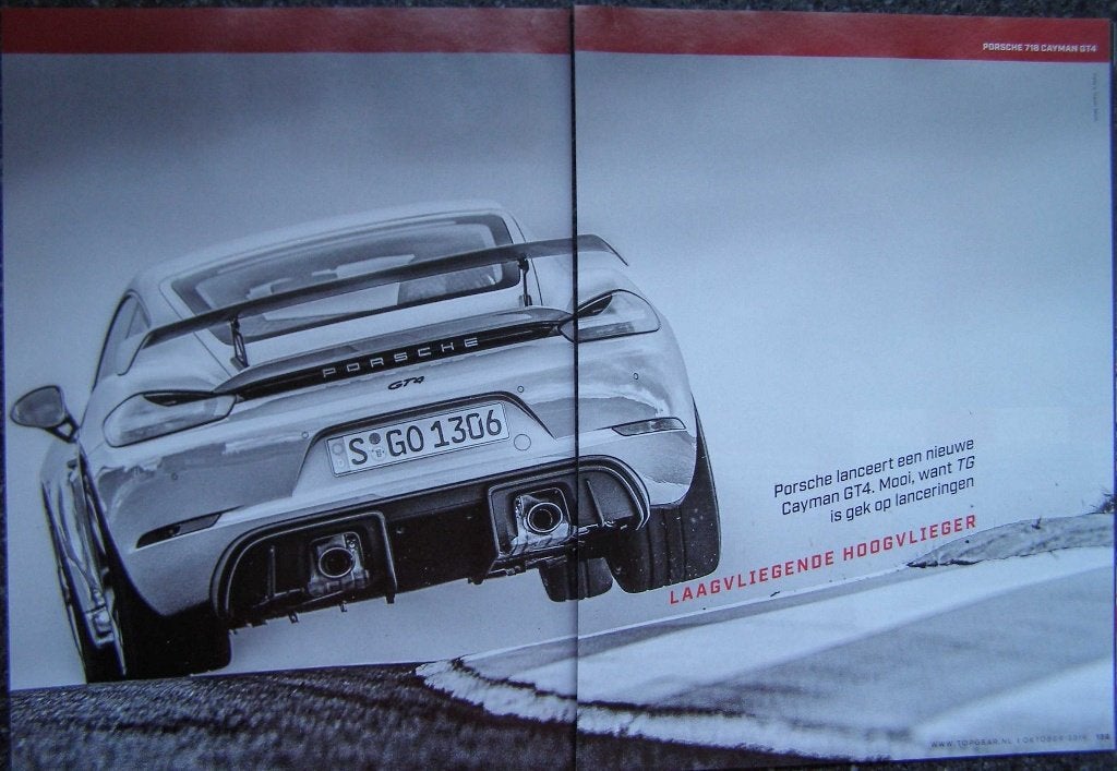 Porsche Cayman 718 GT4 ? Eerst 10x autotest lezen, Ophalen, Gelezen, Porsche