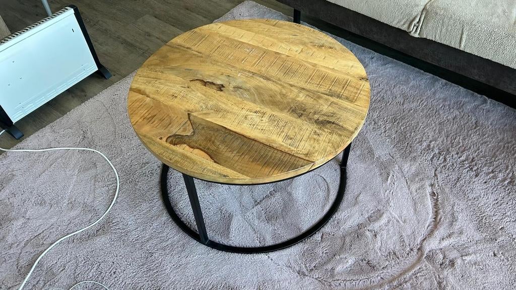 Bijzettafel massief mangohout diameter 50cm, Ophalen