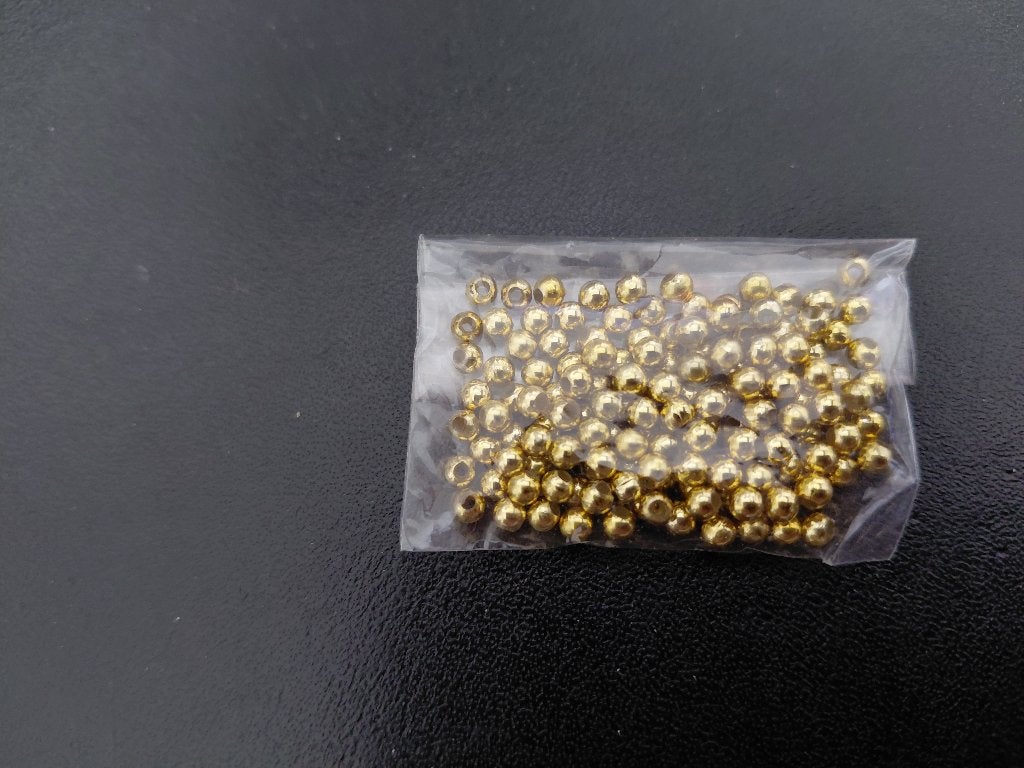 goudkleurige kleine kraaltjes, 2 mm. klein zakje, nieuw, Verzenden, Nieuw, Kraal