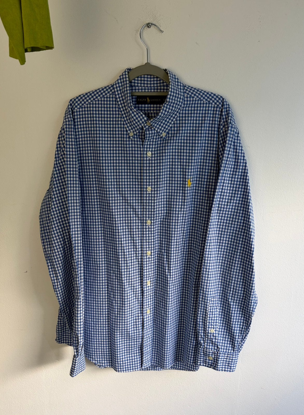 Ralph Lauren geruit overhemd, Kleding | Heren, Ophalen of Verzenden, Zo goed als nieuw, Blauw, Halswijdte 41/42 (L)