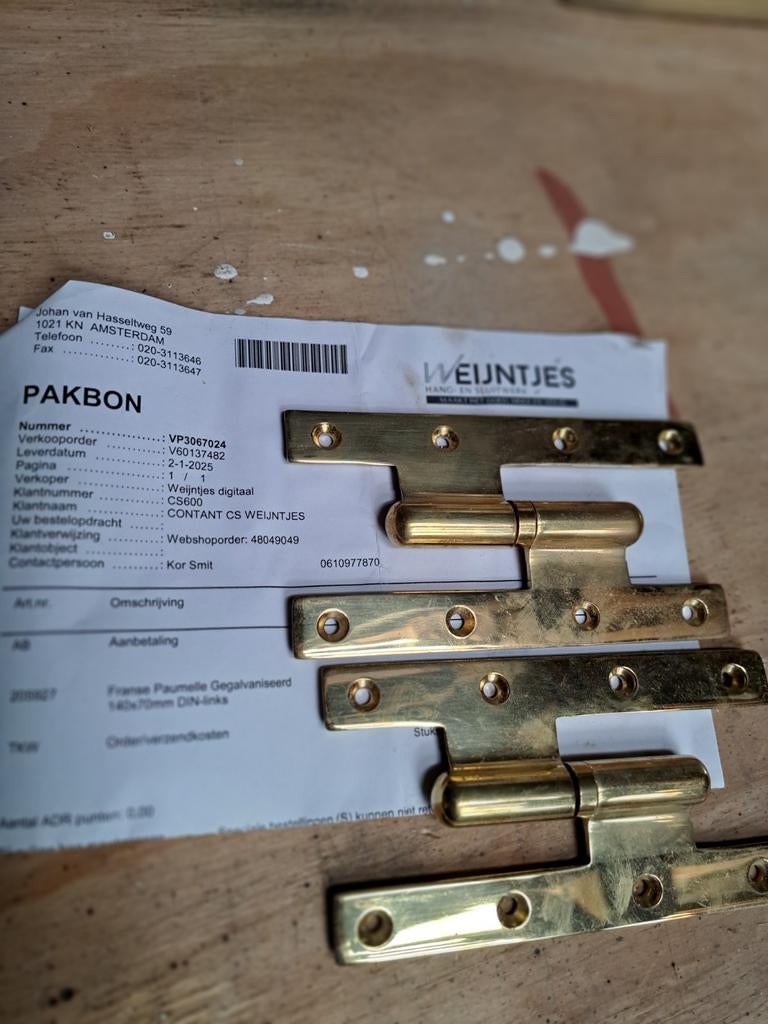 Messing Paumelles - Uitstekende Kwaliteit, Ophalen of Verzenden, Nieuw, Koper of Messing, Klink of Kruk