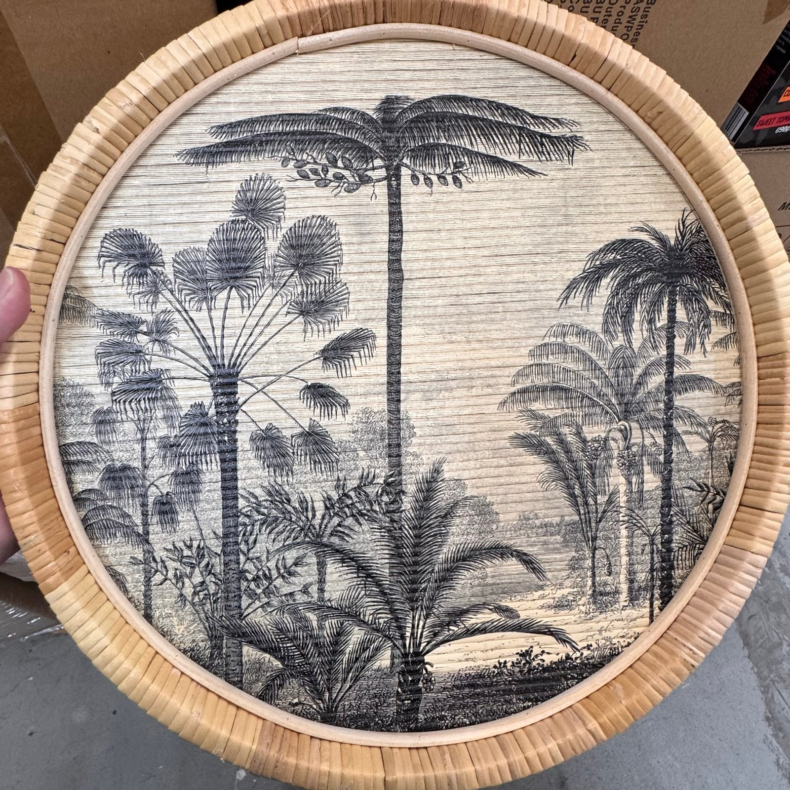 Rond dienblad met palmboomprint, Verzenden, Rond, Nieuw, Dienblad