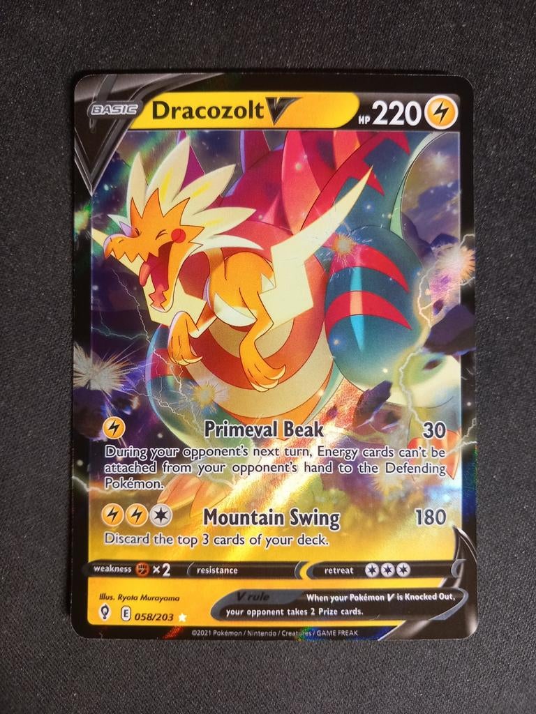 Pokemon Dracozolt V 058/203 Evolving Skies Ultra Rare NM, Verzenden, Zo goed als nieuw, Losse kaart, Foil
