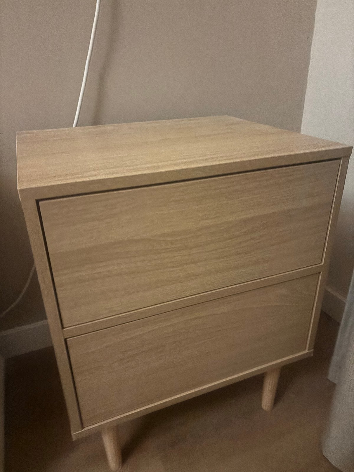 2x Nachtkastjes van licht eiken, Ophalen, Minder dan 45 cm, 55 tot 70 cm, Zo goed als nieuw