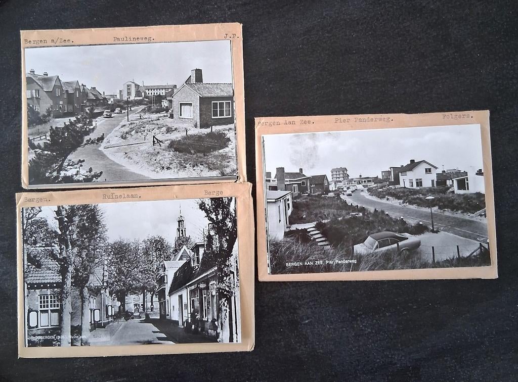 Bergen aan Zee, 3 x glasplaat JosPe., Ophalen of Verzenden, 1960 tot 1980, Ongelopen, Noord-Holland