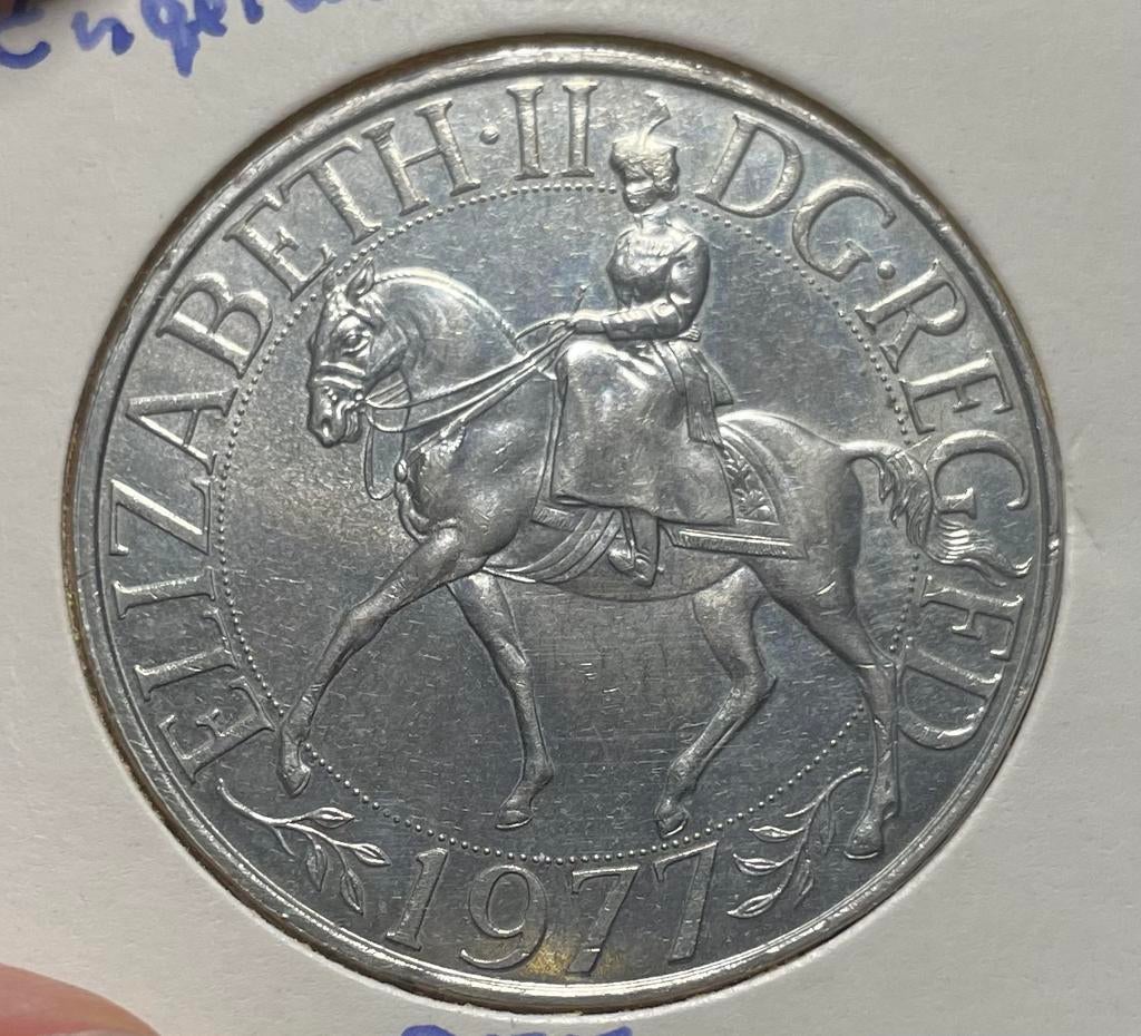 Engeland zilver jubileum 25 jaar Elizabeth 1977, Ophalen of Verzenden, Overige landen