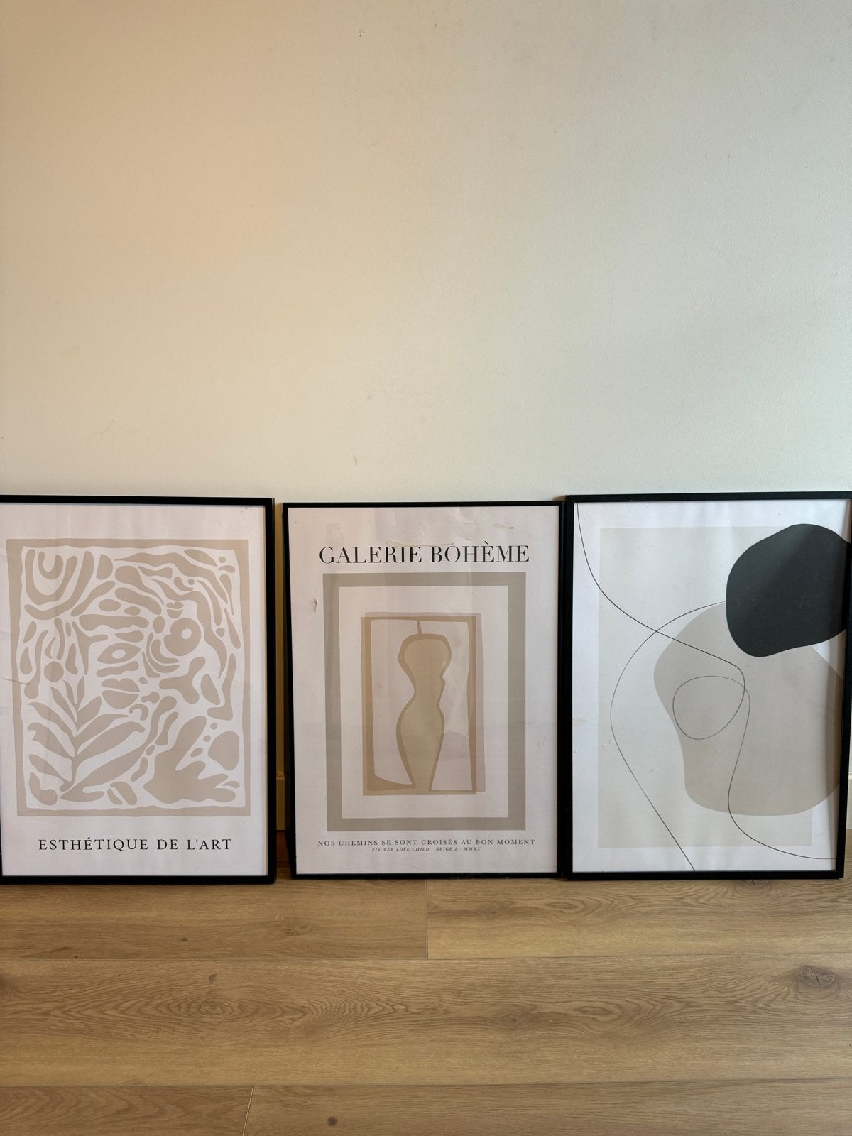 3 Desenio posters met lijsten - abstracte kunst, Ophalen, Gebruikt, Foto of Poster, 75 – 100