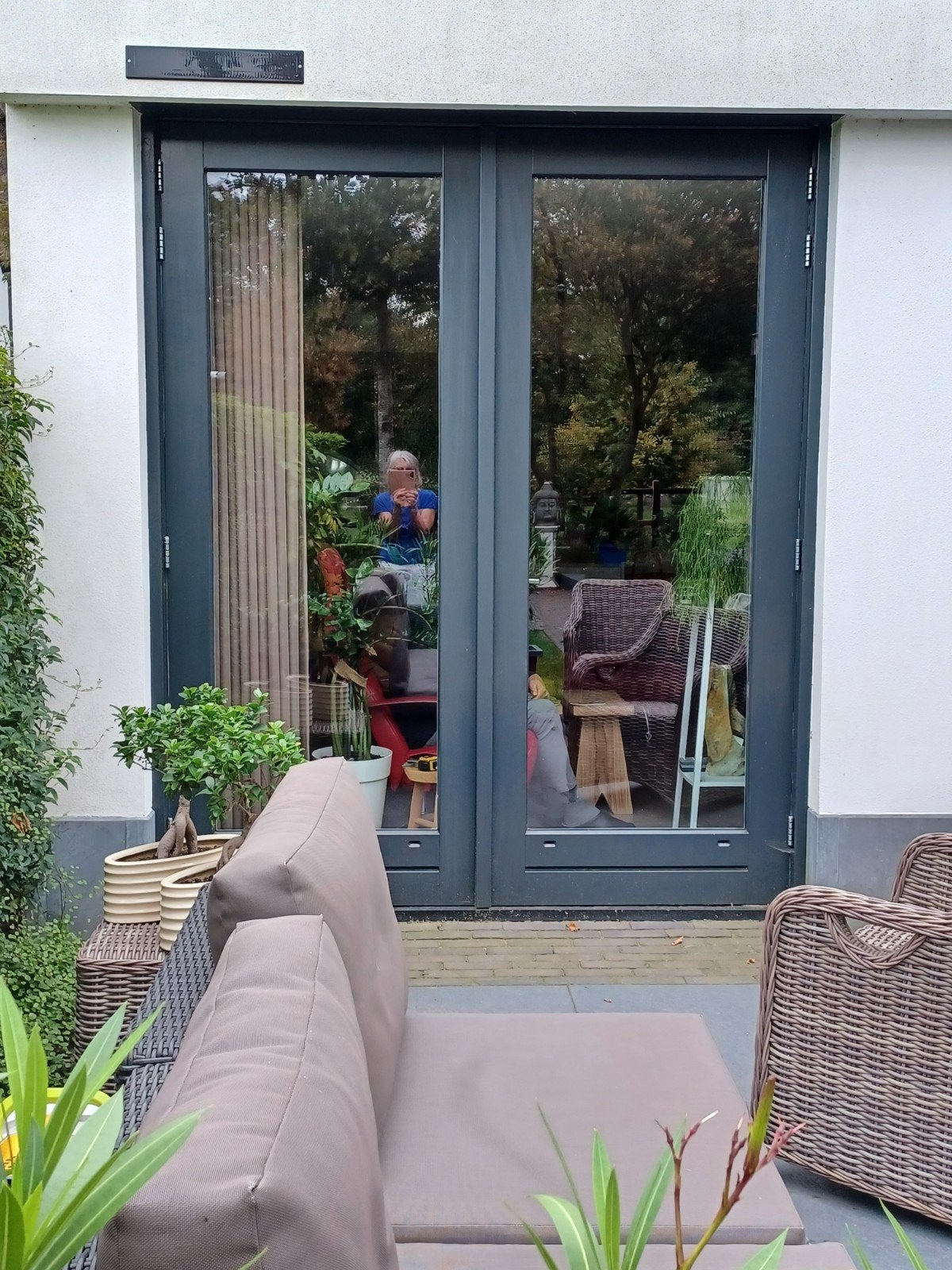 Dubbele tuindeuren te koop., Ophalen, Overige typen, Zo goed als nieuw, 150 tot 225 cm
