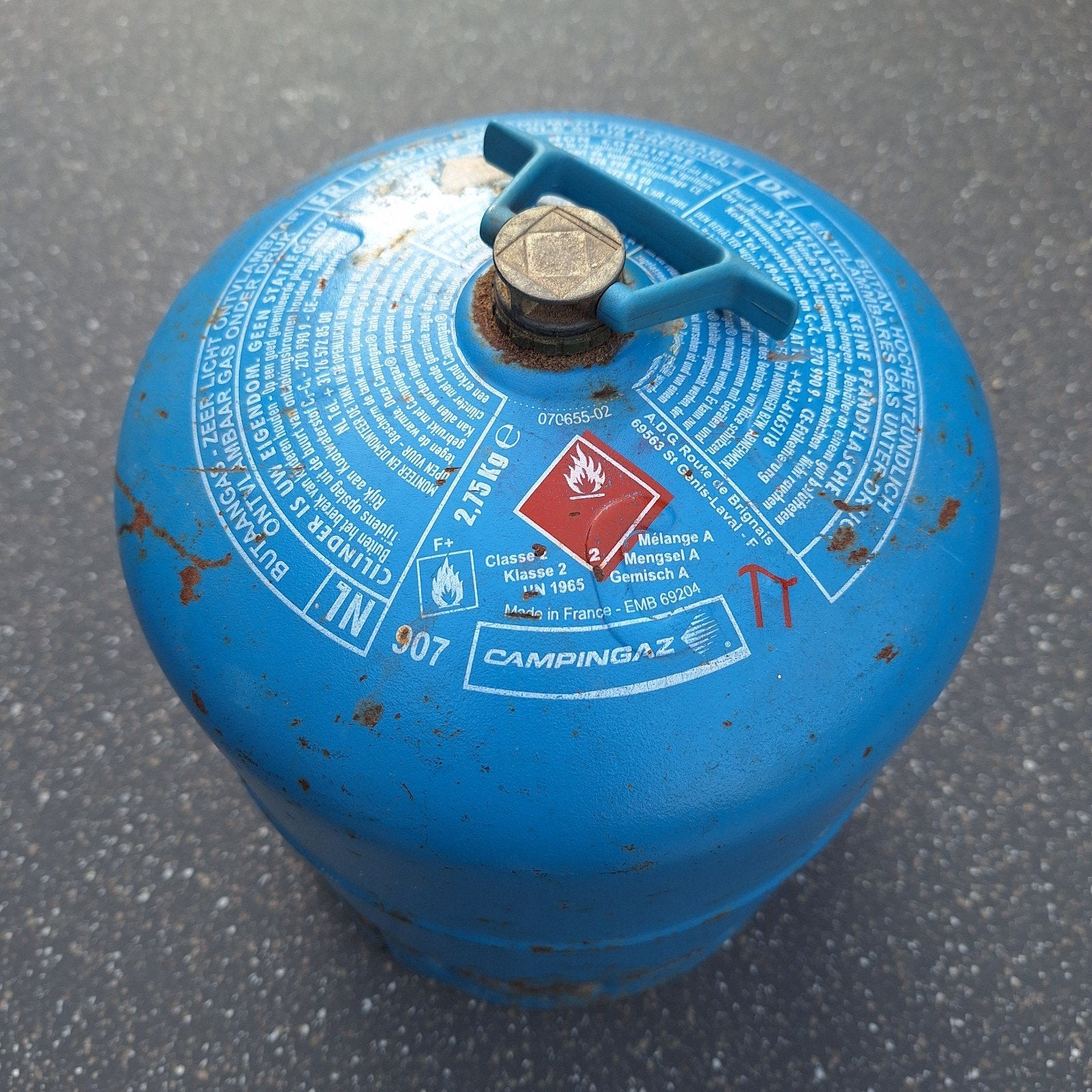 Campingaz 907 gasfles (leeg) - ideaal voor camping, Caravans en Kamperen, Ophalen, Gebruikt