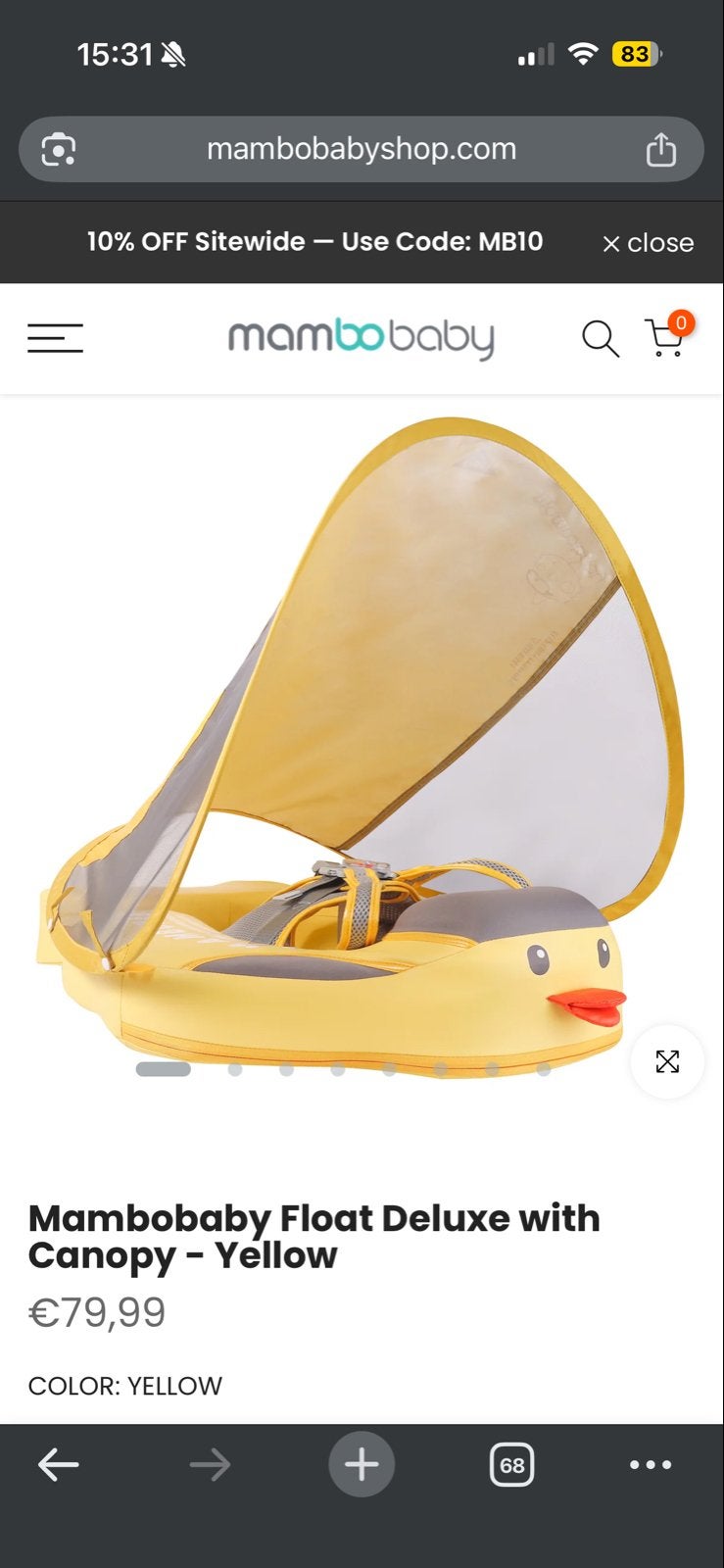 Mambobaby Float Deluxe met zonnescherm, Kinderen en Baby's, Ophalen of Verzenden, Zo goed als nieuw, Overige typen