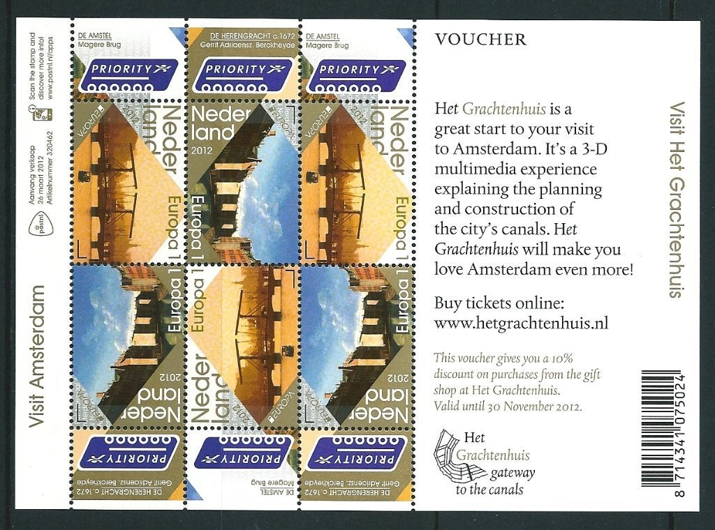 Vel Visit Amsterdam internationaal, no V2910, postfris, Postzegels en Munten, Ophalen of Verzenden, Postfris