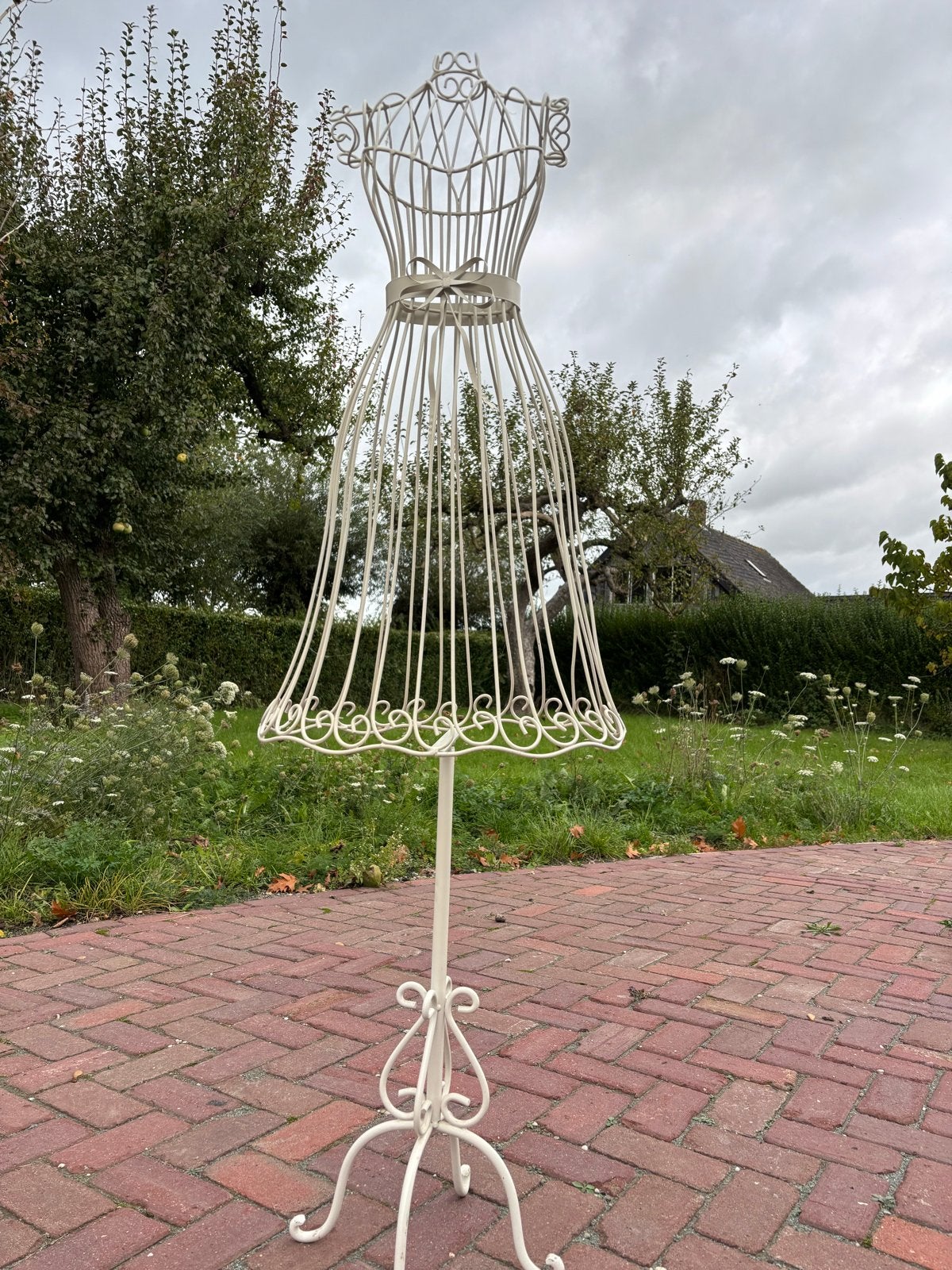 Metalen Paspop - Crème Wit Decoratie Model, Ophalen, Vintage, Zo goed als nieuw, Metaal