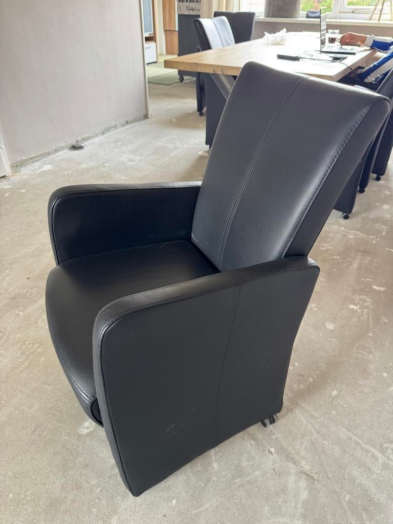 Goossens Eetkamerstoelen Leer Zwart, Huis en Inrichting, Ophalen, Zwart, Leer, Zo goed als nieuw