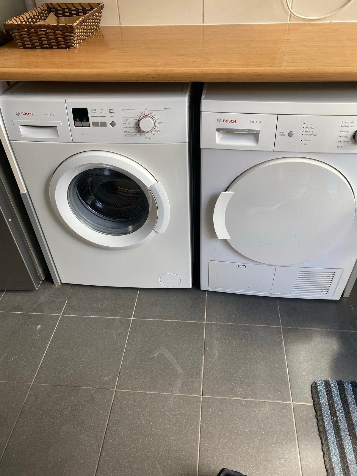 Bosch Wasmachine Serie 2 en Condensdroger Serie 4, 6 tot 8 kg, Ophalen of Verzenden, Voorlader, Kort programma