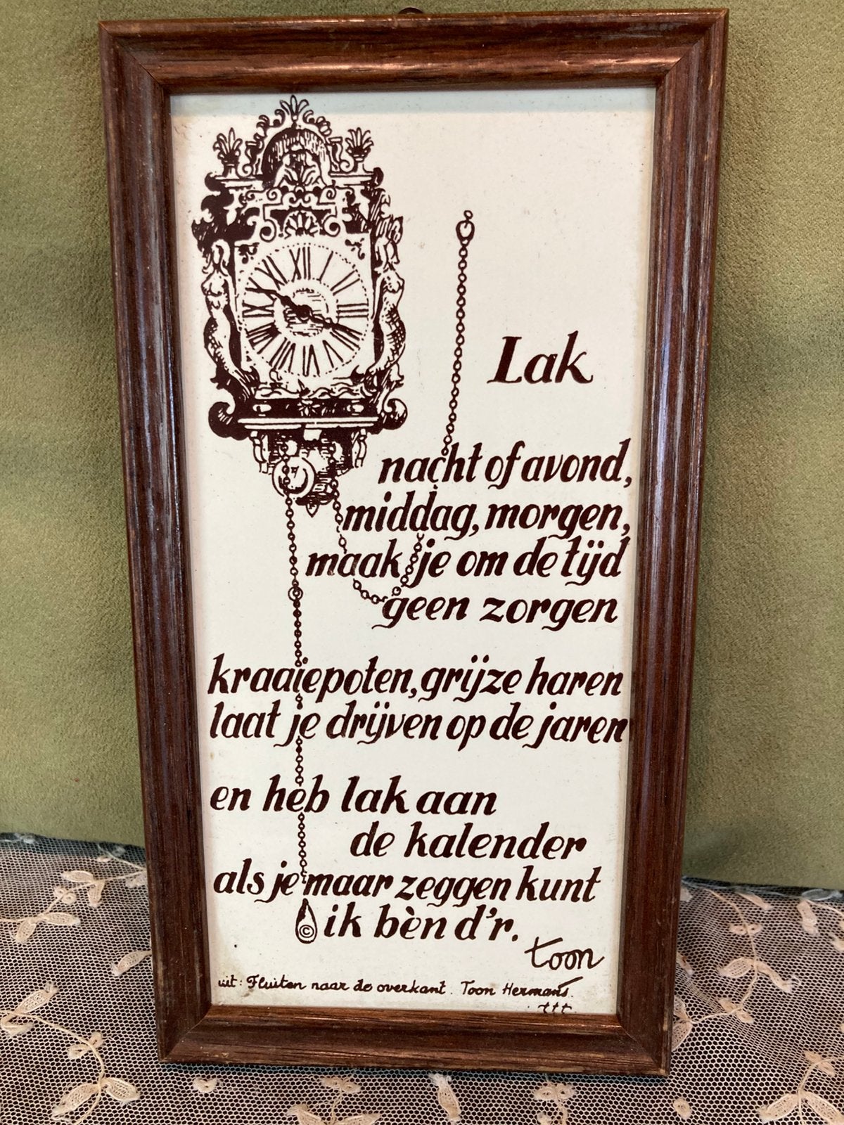 Tegel met spreuk Toon Hermans (050925), Huis en Inrichting, Ophalen of Verzenden, Zo goed als nieuw