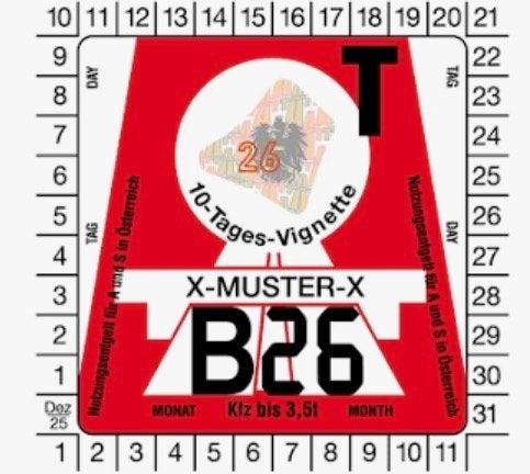 10 dagen Vignet Oostenrijk, geldig vanaf 15 aug, Eén persoon