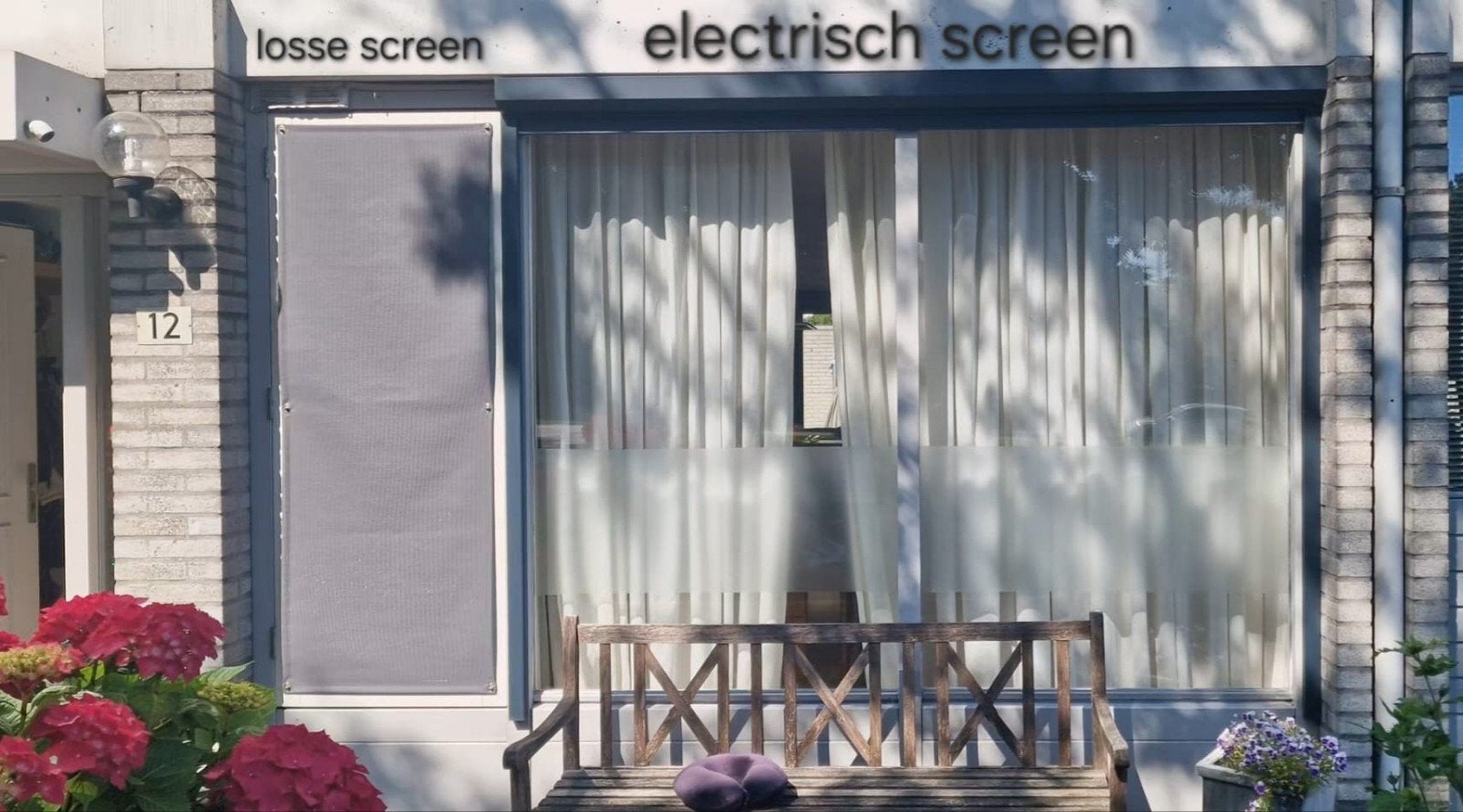 Sunco elektrisch ritsscreen met Somfy IO-moto + los doek, Ophalen, Gebruikt, Elektrisch, Minder dan 250 cm