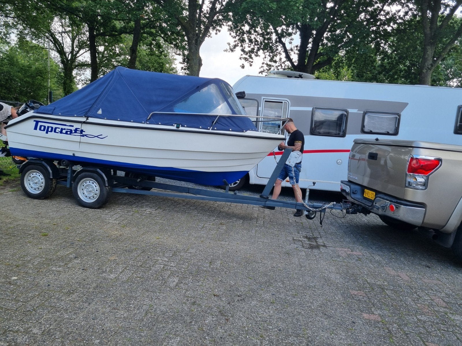 Topcraft 435 , 9.9 pk Mercury bbm, Gaastra  kap, trailer, Ophalen, Topcraft, Trailer
