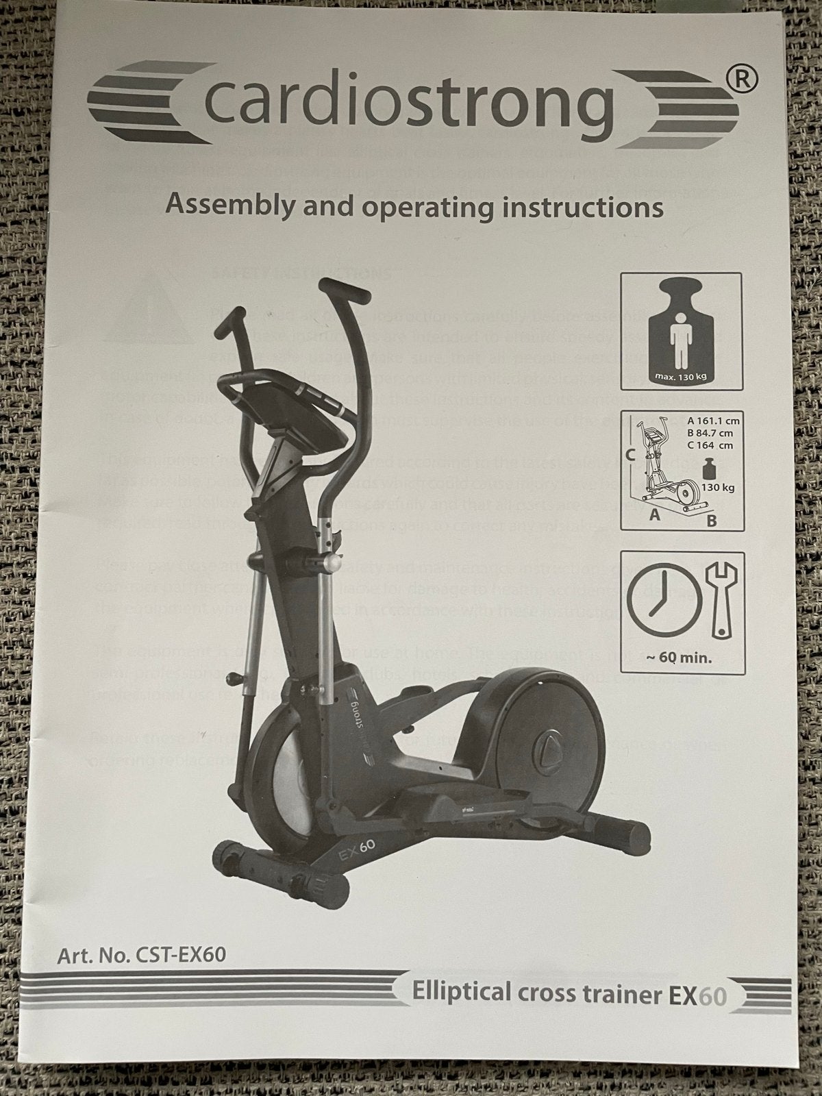 Cardiostrong EX60 Elliptische Crosstrainer, Ophalen, Gebruikt, Armen, Crosstrainer