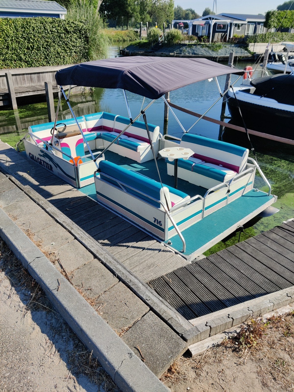 Amerikaanse aluminium/pontoonboot/partyboot, Watersport en Boten, Ophalen of Verzenden, Gebruikt