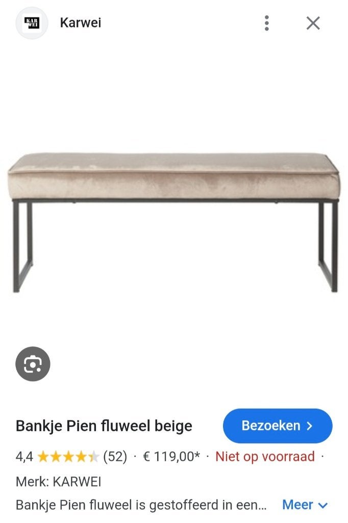 Fluweel bankje, Huis en Inrichting, Stoelen, Ophalen, Overige materialen, Overige kleuren, Zo goed als nieuw