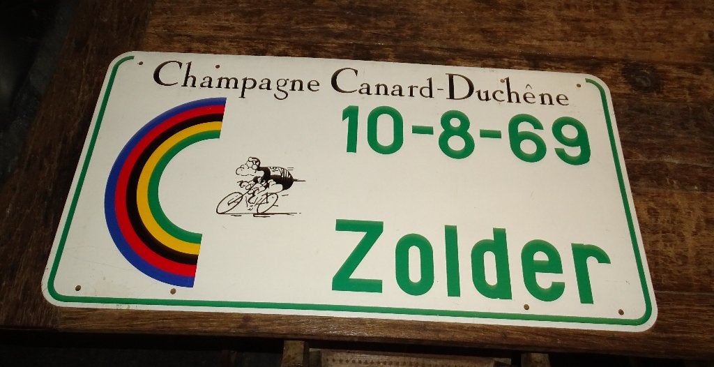 uniek reclamebord wk wielrennen zolder 1969, Ophalen