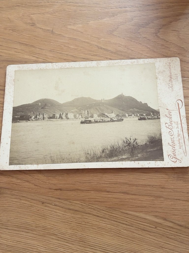 Antieke kabinetfoto Königswinter Rijn 1893 Becker, Verzamelen, Gebruikt, Verzenden, Foto, Voor 1940
