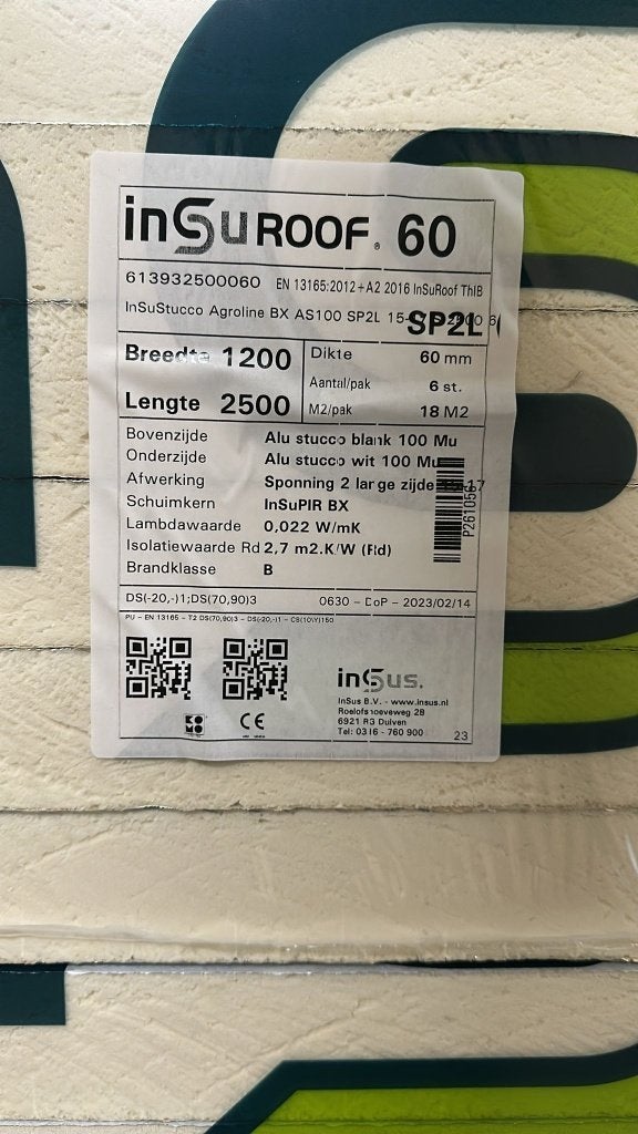 PIR 60 mm - 250 x 118,5 cm - ca. 450 m2 - Rd 2.70 - A KEUS!, Doe-het-zelf en Verbouw, Isolatie en Afdichting, Ophalen, Dakisolatie