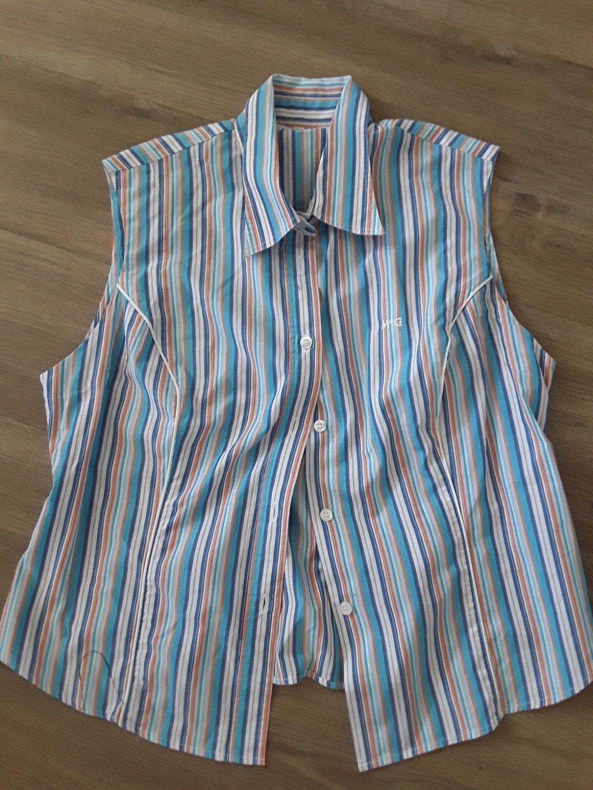 McGregor gestreepte mouwloze blouse maat 42, McGregor, Blauw, Maat 42/44 (L), Ophalen of Verzenden