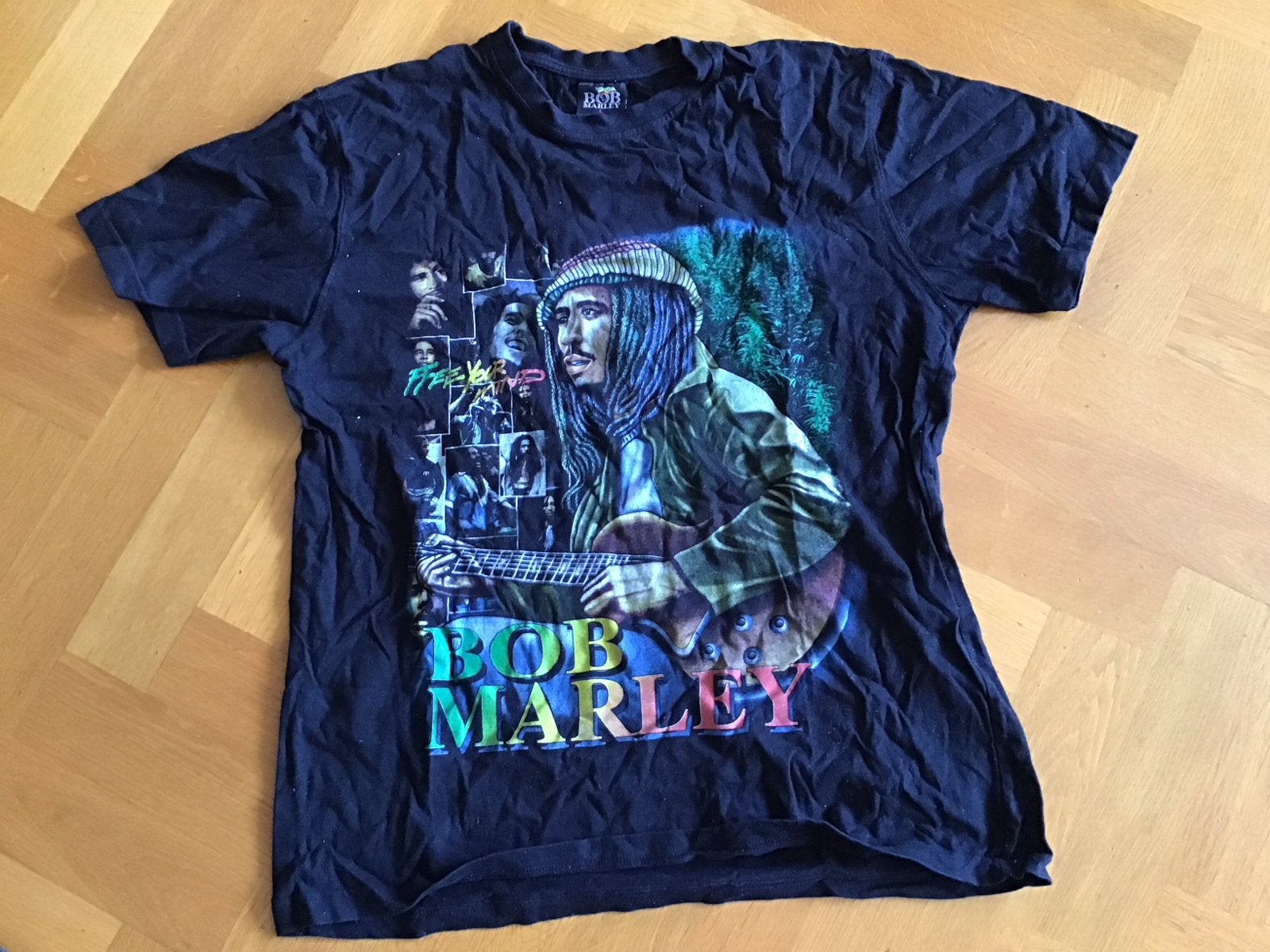 Bob Marley T-shirt - Zwart met print. Geen AI gebruikt., Ophalen of Verzenden, Gedragen