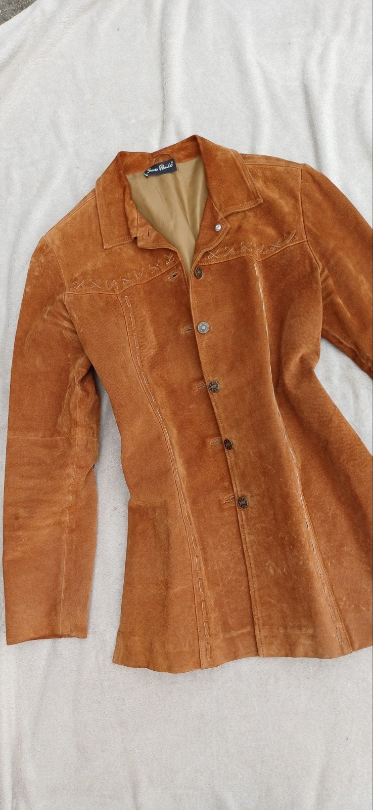 Sao Paulo mooi cognac kleurig jasje in suede look, M, Maat 38/40 (M), Bruin, Nieuw, Ophalen of Verzenden