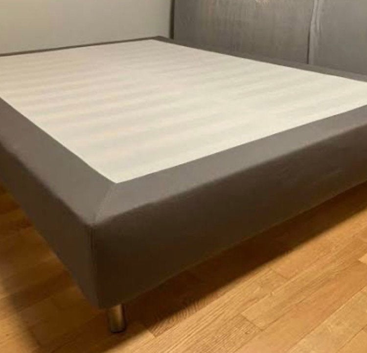 2x IKEA Espavär boxspring 140x200 grijs z.g.a.n., Ophalen, Tweepersoons, 140 cm, Zo goed als nieuw