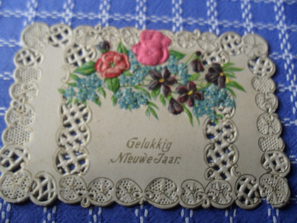 reliëfkaartjes zijden bloemen jaren 20 antiek, Ophalen of Verzenden, Voor 1970