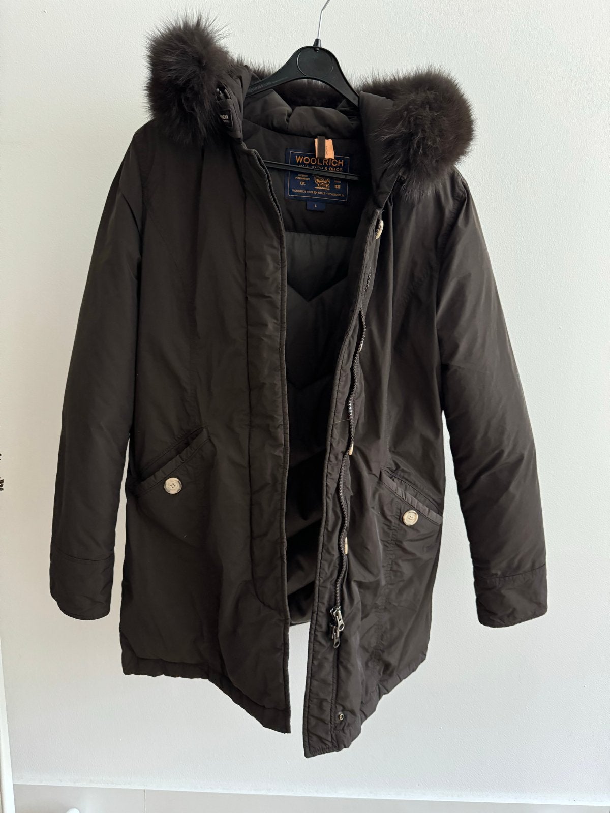 Woolrich dames jas donkerbruin - Maat L, Ophalen, Zo goed als nieuw, Maat 42/44 (L), Bruin