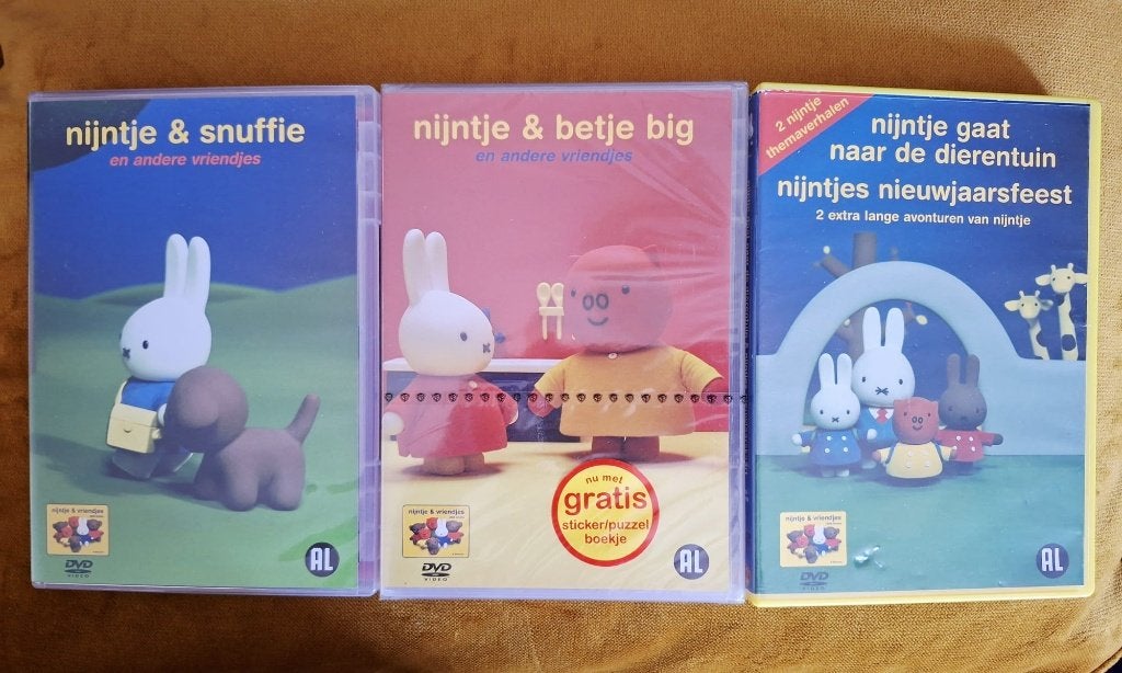 3x Nijntje dvd betje big snuffie dierentuin, Alle leeftijden, Ophalen of Verzenden, Zo goed als nieuw