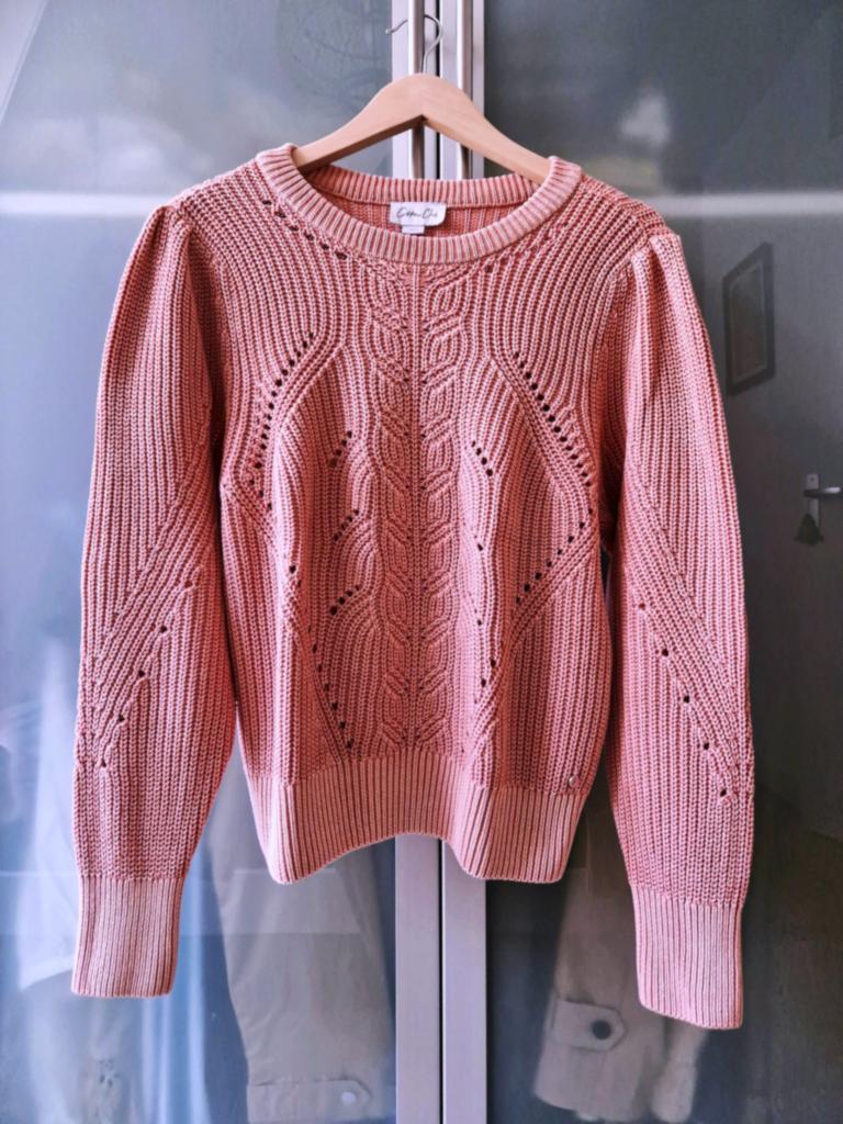 Roze trui met ajour Cotton Club, Kleding | Dames, Truien en Vesten, Verzenden, Maat 42/44 (L), Zo goed als nieuw, Roze