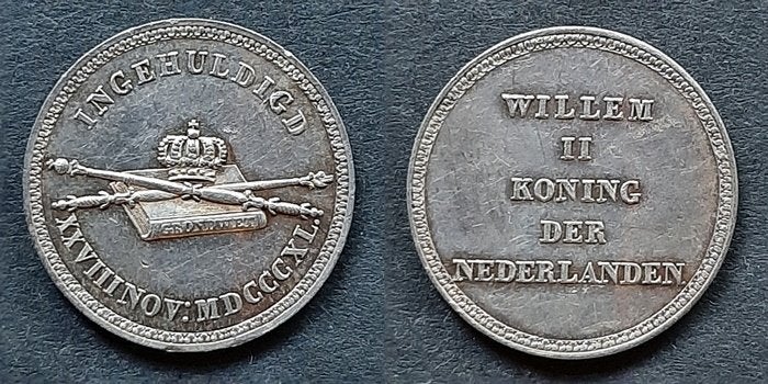 Inhuldiging Willem II 1840 Zilver, Postzegels en Munten, Verzenden, Zilver, Nederland
