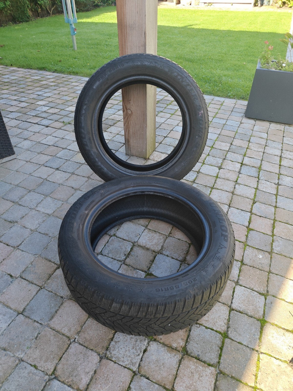 2 winterbanden 205/55/R16 91H Dunlop Winter Sport 5, Ophalen, Gebruikt
