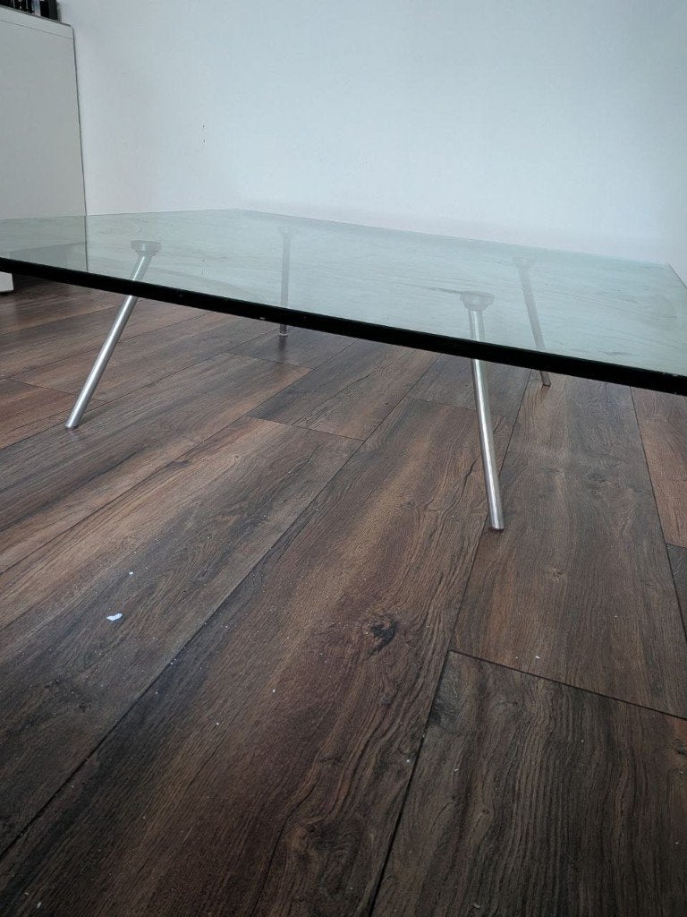 Vintage Gehard Glas Salontafel  (120x120 cm), Ophalen, Vintage minimalist, Vierkant, 5 – 50