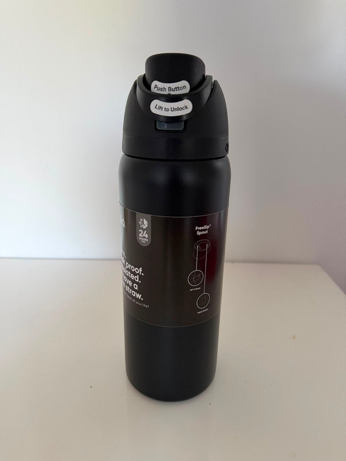 Owala FreeSip Waterfles Zwart - 945ml - Nieuw, Ophalen of Verzenden, Nieuw, Zwart, Metaal