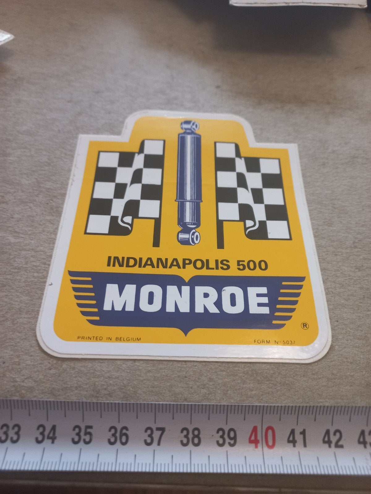 Vintage Monroe Indianapolis 500 Schokdemper Sticker, Ophalen of Verzenden